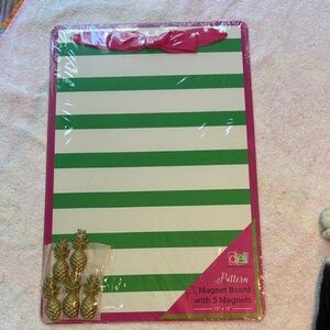 Dei Green and Pink Striped Magnet Board with Pineapple Magnets